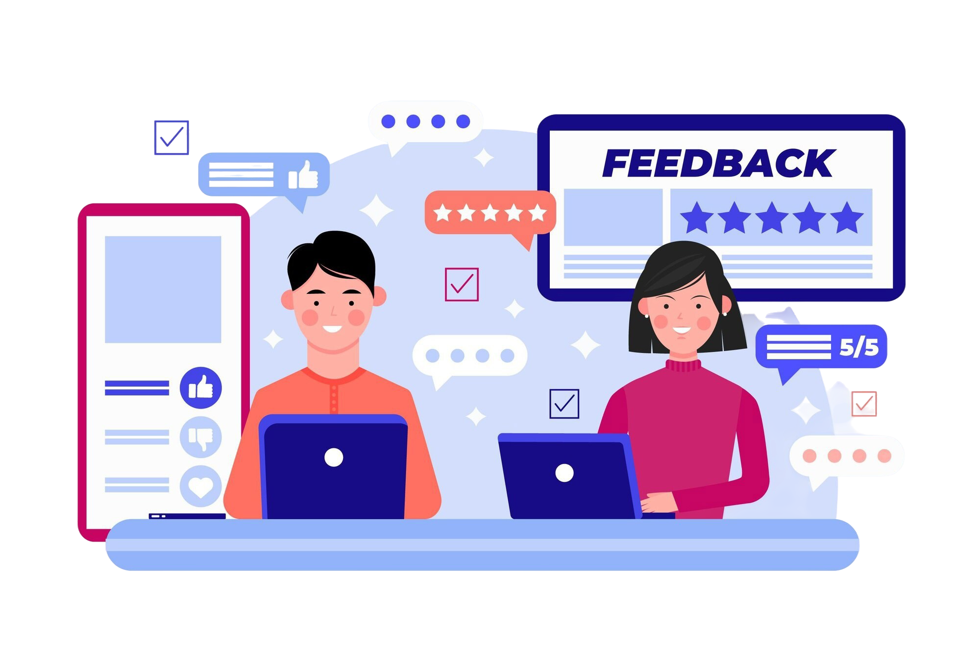 Woman using feedback app